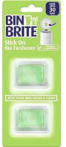 Bin Brite Stick on Bin Freshener | Keep Your Bins Fresh & Clean - Lasts Up To 30 Days (Citronella & Lemongrass, 2 x 5g)