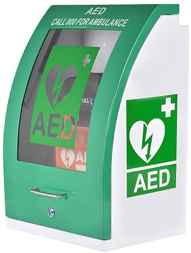 YHUEGH AED-Defibrillator-Wandschrank, Herz-Defibrillator-Stahlschrank mit Alarm, Trennwandposition einstellbar, für Büros, Hotels, Restaurants, Vereine