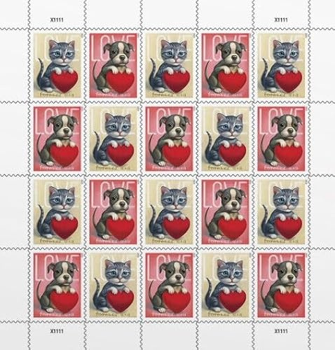 Cats & Dogs Themed Forever First Class Postage Stamps by The United States Postal Service - Ideal for Weddings, Anniversaries, Valentine's Day, Engagements, Graduations, and Exclusive Invitations