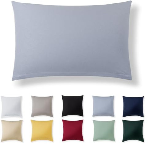 Alreya Kissenbezug 50 x 70 cm - Hellblau - 100% Jersey Baumwolle - Kissenhülle für Kissen 50x70 cm, Jersey Kopfkissenbezüge, Superweicher Kissenbezug 50x70 mit Reißverschluss