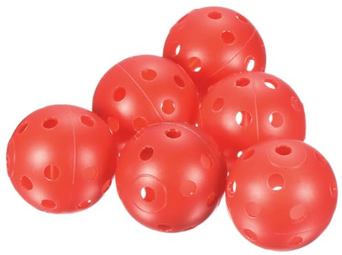 PATIKIL Golfträningsbollar, 8 st 42 mm golfbollar i plast begränsad flygning golfbollar luftflödesträning sladd för praktisk körning svängning leksak husdjur, röd