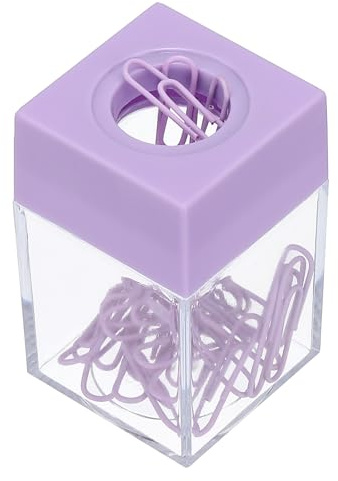 PATIKIL Magnetic Paper Clip Holder Dispenser, Large Capacity Paper Clip Organizers with Magnetic Top for Desk Supplies, Office, Classroom, Home, Purple