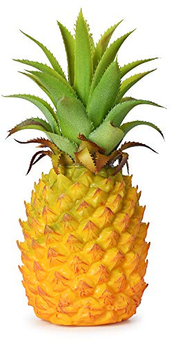 Nvzi Konstgjorda frukter. Set med falska frukter för dekor, dekorativ frukt för hemmafest, vas, fyllmedel, fotograferingsrekvisita (ananas, 9 x 9 x 21 cm, 1 st)
