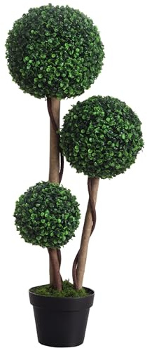 HOMCOM Árbol Artificial Decorativo de boj en Maceta, Planta Falsa para decoración del hogar, Interior y Exterior, 90 cm, Verde Oscuro
