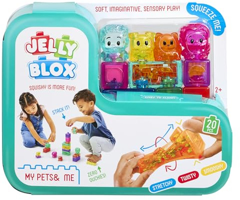 JELLY BLOX - I miei animali domestici - My pets and Me - 20 blocchi da costruzione tattili di forme diverse - Giochi di costruzione per bambini dai 2 anni - Blocchi estensibili e flessibili