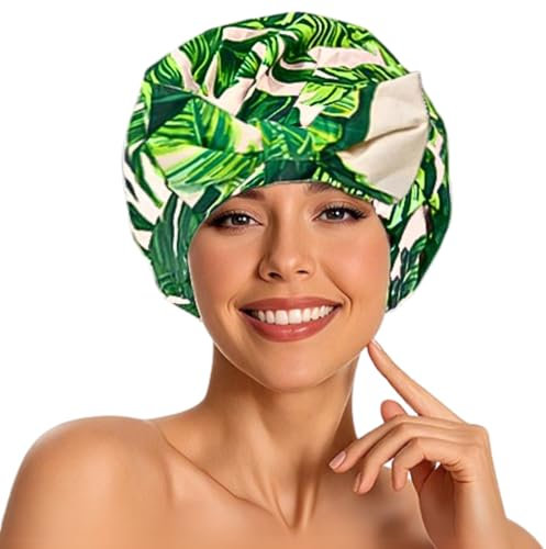 KEYRI 1 PCS Cuffia Doccia Donna Cocos la Moda Cuffia Doccia per Capelli Lunghi Durable Shower Cap per la Doccia Lusso Taglia Unica Impermeabile Hair Bonnets per Donne e Ragazze (Cocos)