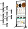 VAIIGO Grid Wall Panel Display Stand with Wheels, Crisp Wall Stand Wedding with 10Pcs Hooks, Metal Gridwall Panels Movable Floorstanding Sign Stands for Market Stall, Retail, Craft Fair, Photo Display