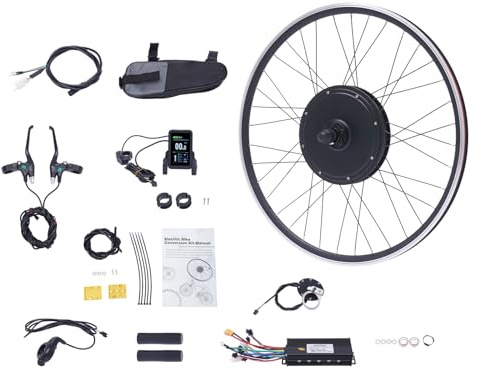 48V 1000W. Kit di conversione per e-bike, per ruota posteriore/anteriore da 28/29, kit di conversione per bicicletta elettrica con display LCD, controller integrato, PAS (ruota anteriore, 48V 1000W)