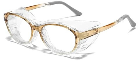 TAIOYHD Moisture Chamber Glasses for Adults | Upgraded TR90 Blue Light Blocking & Anti-Fog | Full-Seal Dust/Pollen | Office & Outdoor Protective Goggles(Brown)