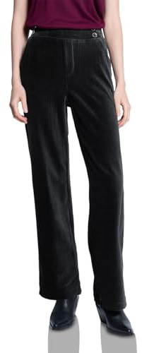 Street One Studio 3716692 Pantalon en Velours côtelé pour Femme, Noir, 38W / 30L
