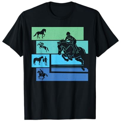 équitation Cheval Chevaux Chevalier Fille garçon ritro T-Shirt
