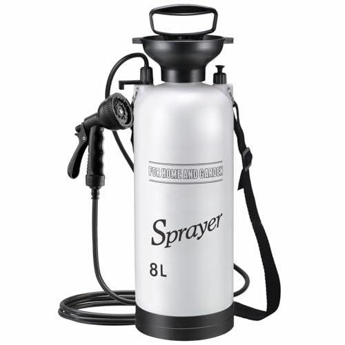 Nuiorfty Portable Camping Shower, 8L Portable Shower with 10 Modes Sprayer Head and 9.84ft Hose for Garden Picnic Hiking Beach Car Cleaning