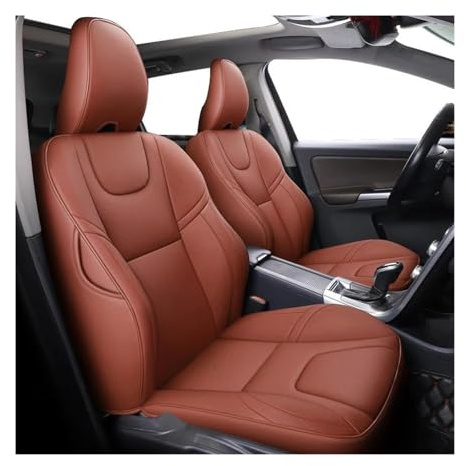 För Volvo XC60 2011-2017 V60 2012-2015 S60 2011-2013 Universal Läder Komplett Set Bilsätesöverdrag Sätesöverdrag bilbilar(Brun)