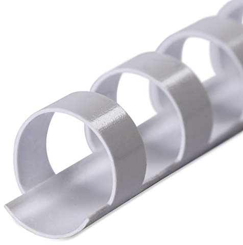 Plastikbinderücken, WEIß, 6 mm, 21 Ringe, 100 Stück, für ca. 20 Blatt – Plastikringbindung, Spiralbindung, Ringbindung