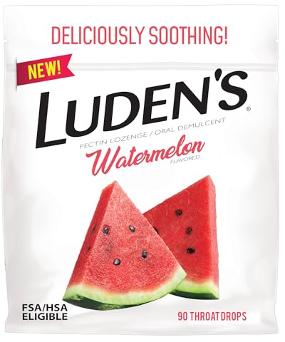 Luden's Sore Throat Drops, for Minor Sore Throat Relief, Watermelon, 90 Count