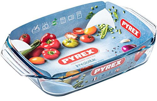 Pyrex Plat à gratin résistant à la chaleur - Plat à lasagnes avec poignées (39 x 25 cm - 3,8 l)