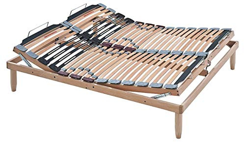 Evergreenweb - Rete Matrimoniale 160x190 con Doghe in Legno, Alzata Manuale ALZA TESTA E PIEDI Pieghevole Ortopedica Regolatori di Rigidità, Gambe Smontabili Base Letto da Incasso Rinforzata - OFFERTA