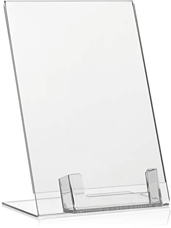 DIN A5 reklamstativ, L-stativ, L-stativ med extra visitkortshållare som bordsstativ av original PLEXIGLAS