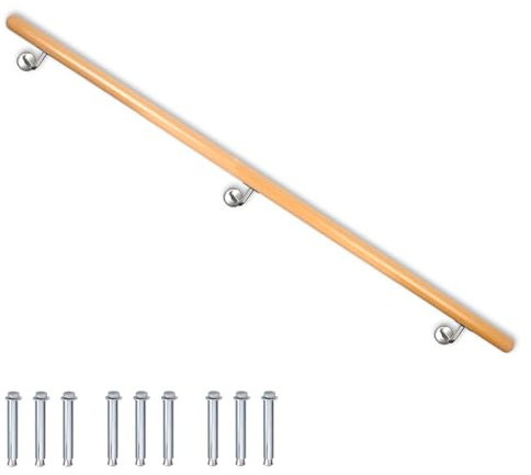 Rampe d'escalier Main Courante Rampe Escalier Barre Appui Bois de Hêtre V2Aox 50-230 cm, VA-hlaufbuche-Länge:150 cm