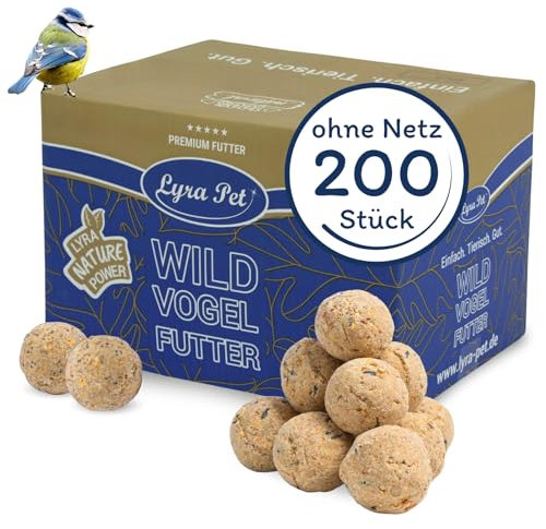 Lyra Pet® | 200 Basic Meisenknödel ohne Netz à 90 g = 18 kg | Mineralstoffreiches Wildvogelfutter | Klassisches Vogelfutter Ganzjährig | Energiespender für Wildvögel | Nährstoffreich & Fetthaltig