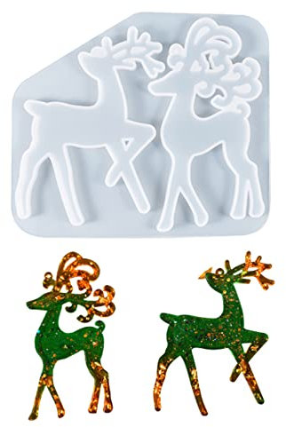 Christmas Silicone Moulds,1PC Elk Shaped Christmas Resin Moulds Silicone Moulds for Resin Casting,Deer Reindeer Christmas Pendant Mold for Christmas Tree Decorations Keychain DIY Crafts Gifts