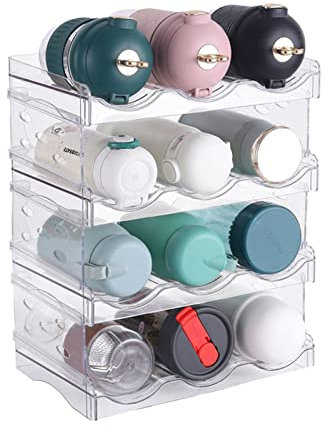 Aisny Lot De 4 Organisateurs de Bouteilles d'eau, Porte-Bouteilles Empilable pour Réfrigérateur, Porte-Bouteilles Empilable pour Comptoirs de Cuisine