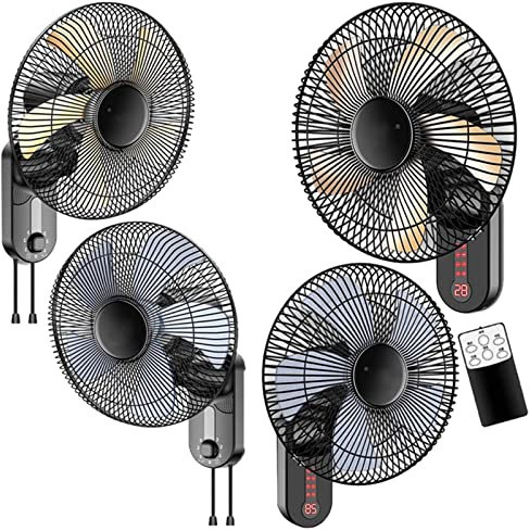 Ventilador De Pared Hogar Industrial, Con 5 Aspas Ruido Bajo, Breeze Ventilador Pared Cocina Restaurante, Acero Inoxidable, Ventilador Dormitorio De Pared, Giratorio 50w Con Mando A Distancia ( Color