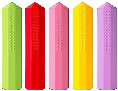 Cisixin 5 Piezas Mordedor Autismo, Portalápices Mordedor de Silicona, Juguetes Masticable Sensoriales, Juguete la Dentición para Niños con TDAH, Aliviar la Dentición Ansiedad