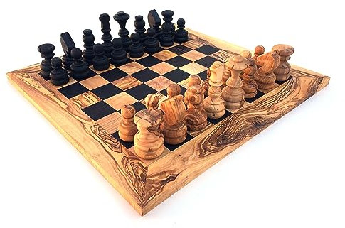 Schackspel rak kant storlek valbar L/XL inklusive 32 schackpjäser schackspel handgjort av olivträ wenge (L)
