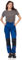 Fortum Arbeitshose Damen Schmale Passform Cargohose Damen mit Elastischem Bund, 2 Vordertaschen, Cargotasche, 2 Gesäßtaschen, Werkzeugtasche, Knieverstärkung, Cordura-Verstärkungen Königsblau 38
