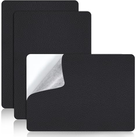 3 Stück Kunstleder Flicken Selbstklebend, 20 x 28 Leder Reparatur Patch, Lederflicken, Lederreparaturset für Autositze Sofas, Handtaschen, Taschen, Möbel (Schwarz)