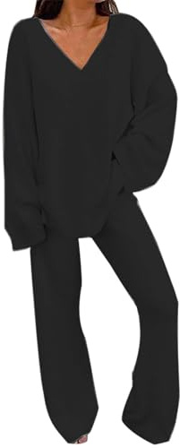 Pijama Mujer Sexy Conjuntos difusos de 2 Piezas para Mujer, Conjuntos de Pijama de Manga Larga con Pantalones Anchos y Pierna Ancha Pijama Mujer Terciopelo Pijamas para Mujer De