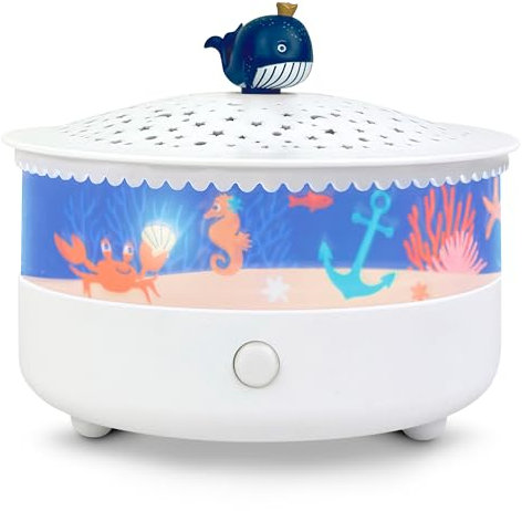 Trousselier - Veilleuse - Projecteur d'Etoiles Ocean 14 Cm - Musical - Détection des Pleurs - Rechargeable USB, Océan