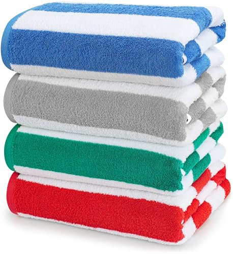 Utopia Towels 4er-Pack Strandtücher 76x152 cm, saugfähige Handtücher aus 100% Baumwolle (Blau,Grau,Rot,Grün)