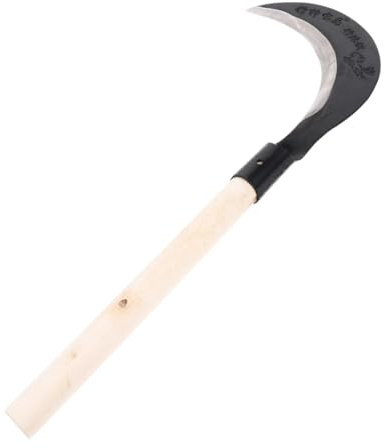 Outanaya Weeding Tool Manganese Steel Scythe Long Handle Hand Scythe Garden Tools for Gardening Uprooting Weeding Sickle