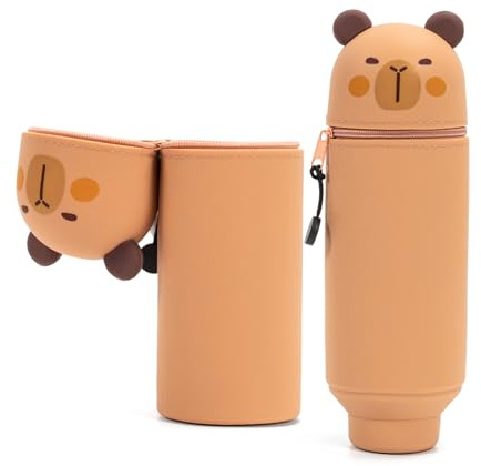 Zouwel Capybara 2 en 1 en Silicone, Trousse Kawaii pour Filles et Garçons | Rangement pour Crayons et Marqueurs