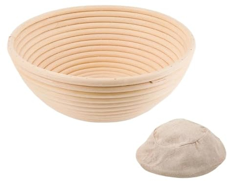 Banneton Pour Pain Panier à pain en rotin Bol de cuisson en osier et rotin fait à la main Fermentation de la pâte Panier à pain au levain Pour Pain(Round 16X6)