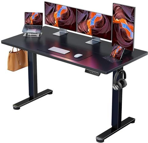 ErGear Elektrisch Höhenverstellbarer Schreibtisch 140 x 70 cm, Schreibtisch Höhenverstellbar mit 4-Gedächtnis-Smart-Pult für Home-Office mit Verbindungsplatte