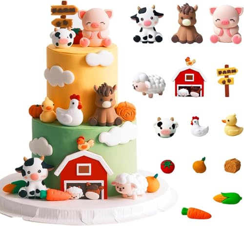 14 Pezzi Decorazioni per Torte Fattoria, Cake Topper Animali Fattoria, Decorazioni Torta Tema Fattorias, Torte di Compleanno Adatte Sia Ai Maschietti Che Alle Femminucce, Tortes A Tema