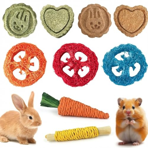 YIPFEN Jouets à Mâcher Naturels (9 Pièces), Jouet pour Lapin et Accessoire Lapin, Favorise la Santé Dentaire Bâtonnets en Bois de Pommier pour Lapin Nain, Chinchilla et Petits Animaux