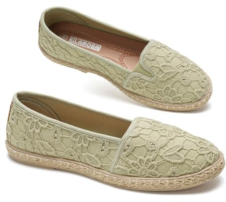 GLAMORA Espadrillas Donna Ballerine Traforate Pizzo Traspirante Slip On Scarpe Estive Leggere Comode Suola Antiscivolo Gomma Calzature Basse Casual Eleganti
