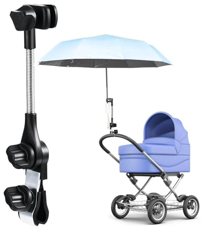 Paraplyhållare paraply för barnvagn, paraplyhållare justerbar för rullator, universellt parasoll tillbehör för buggy, strandstol, cykel, golfvagn, campingstol