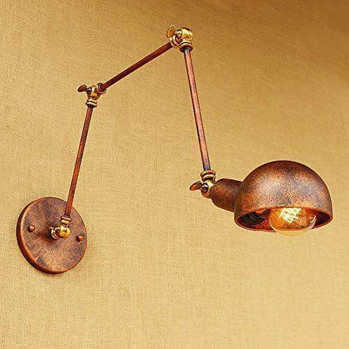 Retro industriell vägglampett – justerbar svängarm lampa för sovrum, studie, verkstad, skrivbordsbelysning – rustik heminredningsarmatur