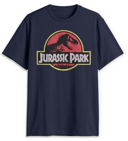 Jurassic Park herr t-shirt med klassisk filmlogotyp., Marinblått Xsp, XXL
