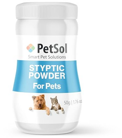 PetSol Styptic Powder For Pets (Large 50g Tub) Stops Bleeding Fast in Dogs, Cats, Birds, Rabbits & Pets, Safe Treatment for Cuts, Nail Clipper Nicks and Grooming First Aid