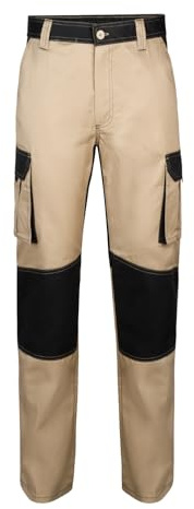 VELILLA 103020B; Pantalón Bicolor Multibolsillos; Color Beige Arena y Negro; Talla 42