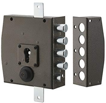 THIRARD - Caja de Cerradura en Superficie de Doble Entrada para Puerta de Entrada - 154 x 140 mm - 3 Puntos - Derecha - Caja y Contrachapa de Acero - Cierre a Tres Puntos - Negro