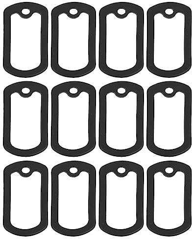 VALICLUD 12Pcs Dog Tag Silikon Gummi ID Tags Retangular Abdeckung (Schwarz)