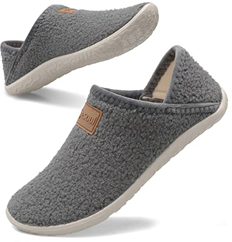 Spesoul Fuzzy House Slippers for Women Men Indoor Closed Back Lightweight Cozy Faux Furry Lining Barefoot House Shoes Slipper Socks for Bedroom Home Office Yoga Outdoor Walking Shoes 8.5-9.5 Women/6.5-7.5 Men
