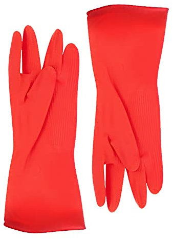 Guantes reutilizables para el hogar, guantes de goma para lavar platos, extra grueso, mangas largas, limpieza de cocina, trabajo, pintura, jardinería, cuidado de mascotas (tamaño L? (rojo)